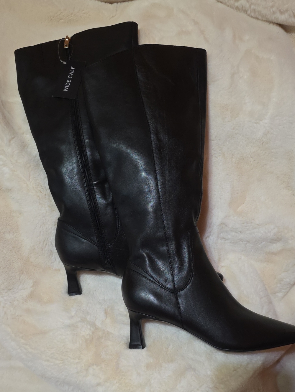 Naturalizer Black Mollets Forts (Wide Calf) Knee-High Pointed Toe Heeled Boots - Picture 10 of 12